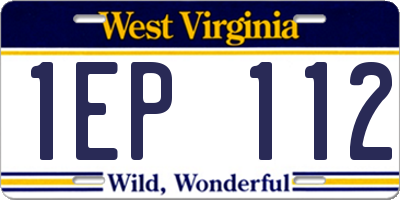 WV license plate 1EP112