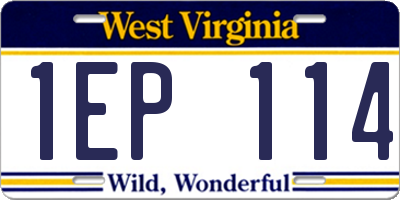 WV license plate 1EP114