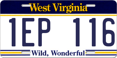 WV license plate 1EP116