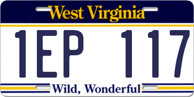 WV license plate 1EP117