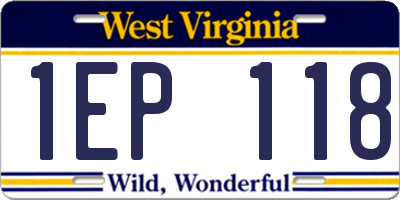 WV license plate 1EP118