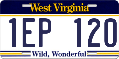 WV license plate 1EP120