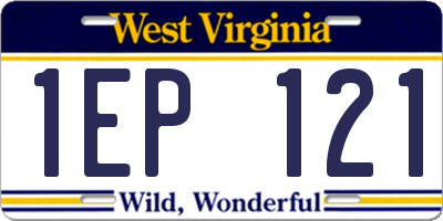 WV license plate 1EP121