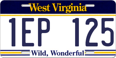 WV license plate 1EP125