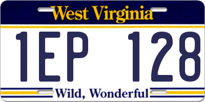 WV license plate 1EP128