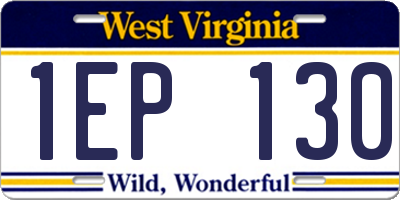 WV license plate 1EP130