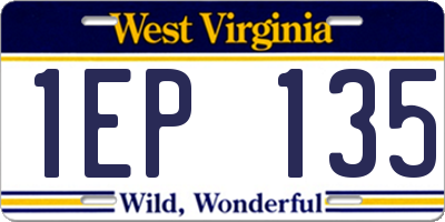 WV license plate 1EP135