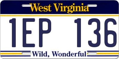 WV license plate 1EP136