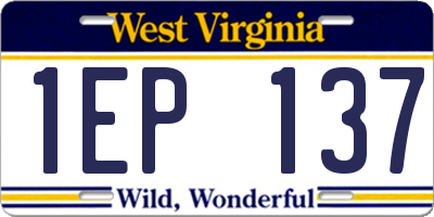 WV license plate 1EP137