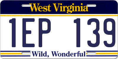 WV license plate 1EP139
