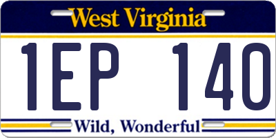 WV license plate 1EP140