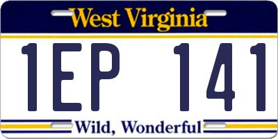WV license plate 1EP141