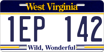 WV license plate 1EP142