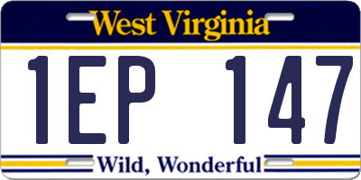 WV license plate 1EP147