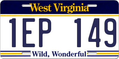 WV license plate 1EP149