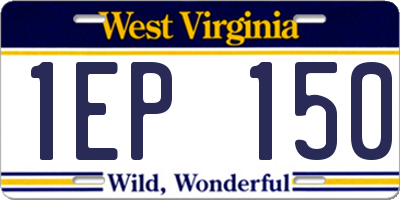 WV license plate 1EP150