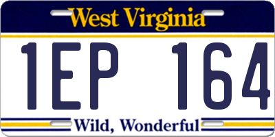 WV license plate 1EP164
