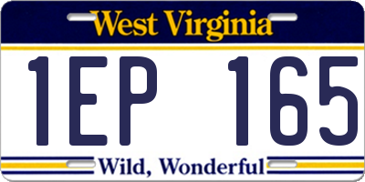 WV license plate 1EP165