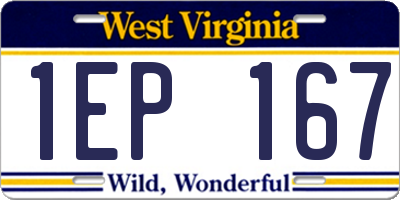WV license plate 1EP167