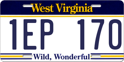 WV license plate 1EP170