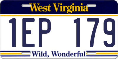 WV license plate 1EP179
