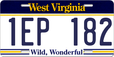WV license plate 1EP182