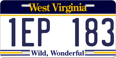WV license plate 1EP183
