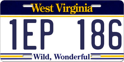 WV license plate 1EP186
