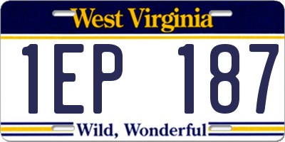 WV license plate 1EP187