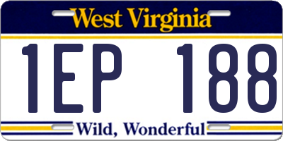 WV license plate 1EP188