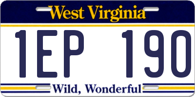 WV license plate 1EP190