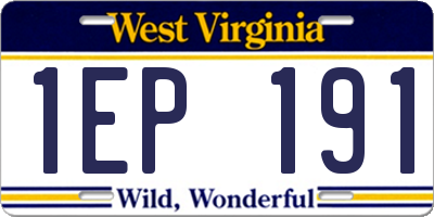 WV license plate 1EP191
