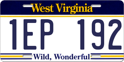 WV license plate 1EP192