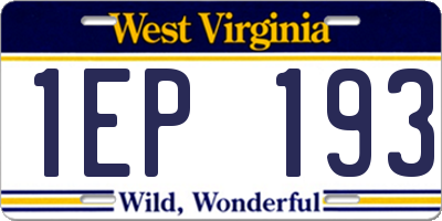WV license plate 1EP193