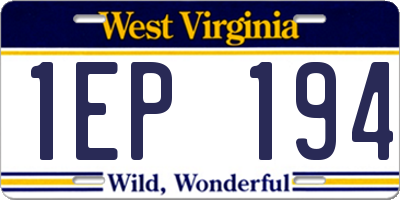 WV license plate 1EP194