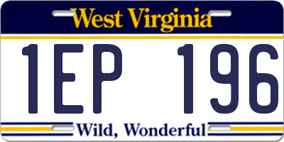 WV license plate 1EP196