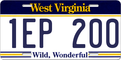 WV license plate 1EP200