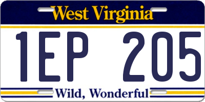 WV license plate 1EP205