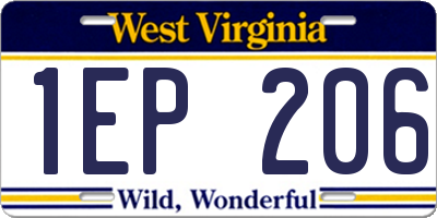 WV license plate 1EP206