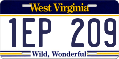 WV license plate 1EP209