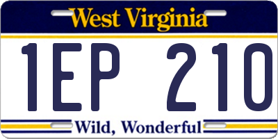 WV license plate 1EP210
