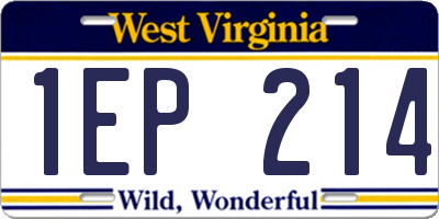 WV license plate 1EP214