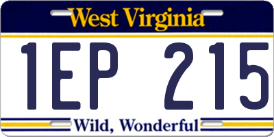 WV license plate 1EP215