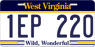WV license plate 1EP220