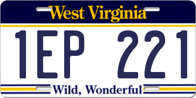 WV license plate 1EP221