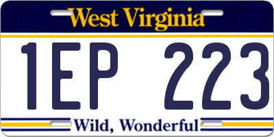 WV license plate 1EP223