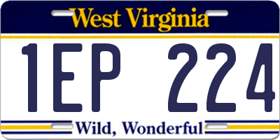 WV license plate 1EP224