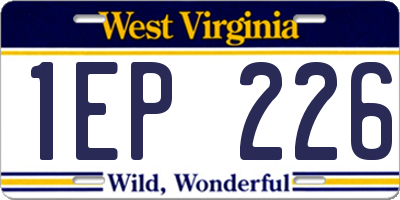 WV license plate 1EP226