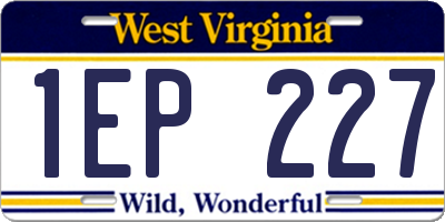 WV license plate 1EP227