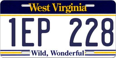 WV license plate 1EP228